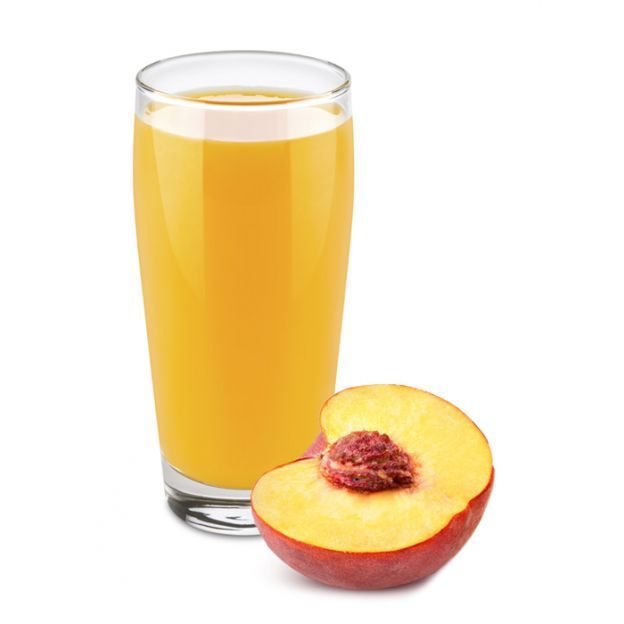trinkForm® light Konzentrat PFIRSICH - MIX Glas mit trinkForm® Light Pfirsich-Mix Konzentrat und einer halbierten Pfirsichfrucht, eine sanfte und aromatische Geschmackskomposition